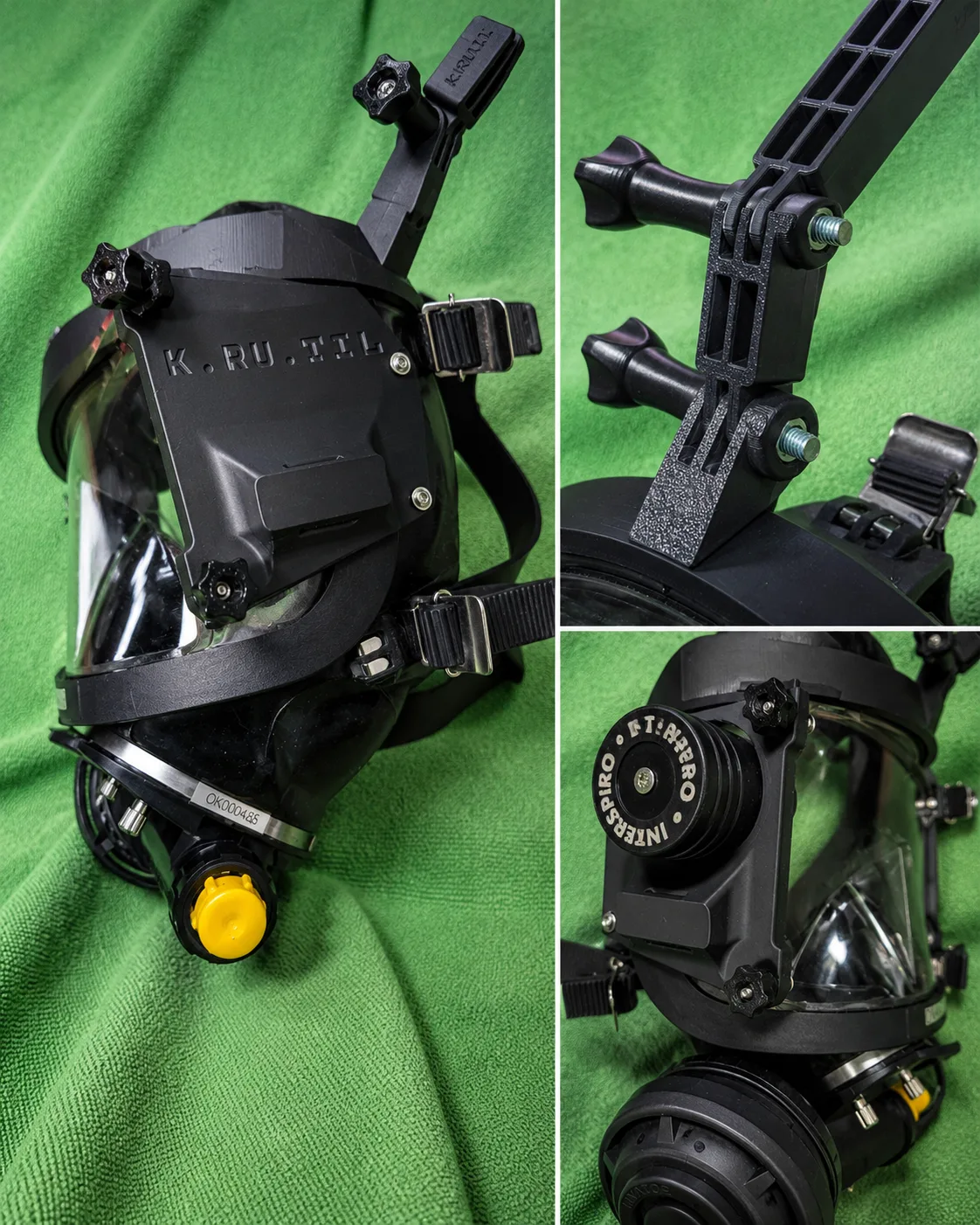 The mounting system on the mask: fixing and adjustment points